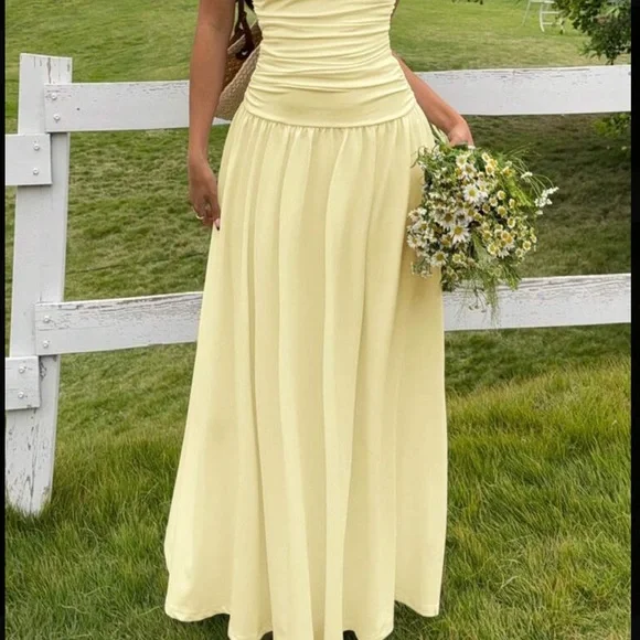 SHEIN Strapless Cream Dress - Picture 2 of 3